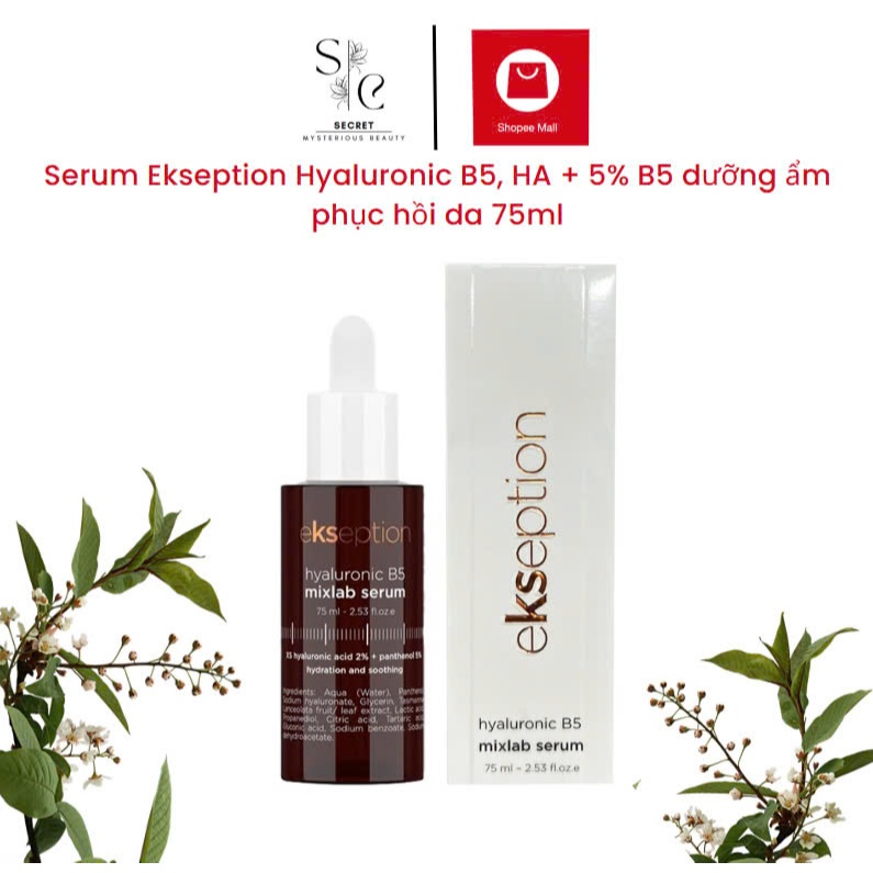 Serum Ekseption Hyaluronic B5, HA + 5% B5 dưỡng ẩm phục hồi da 75ml