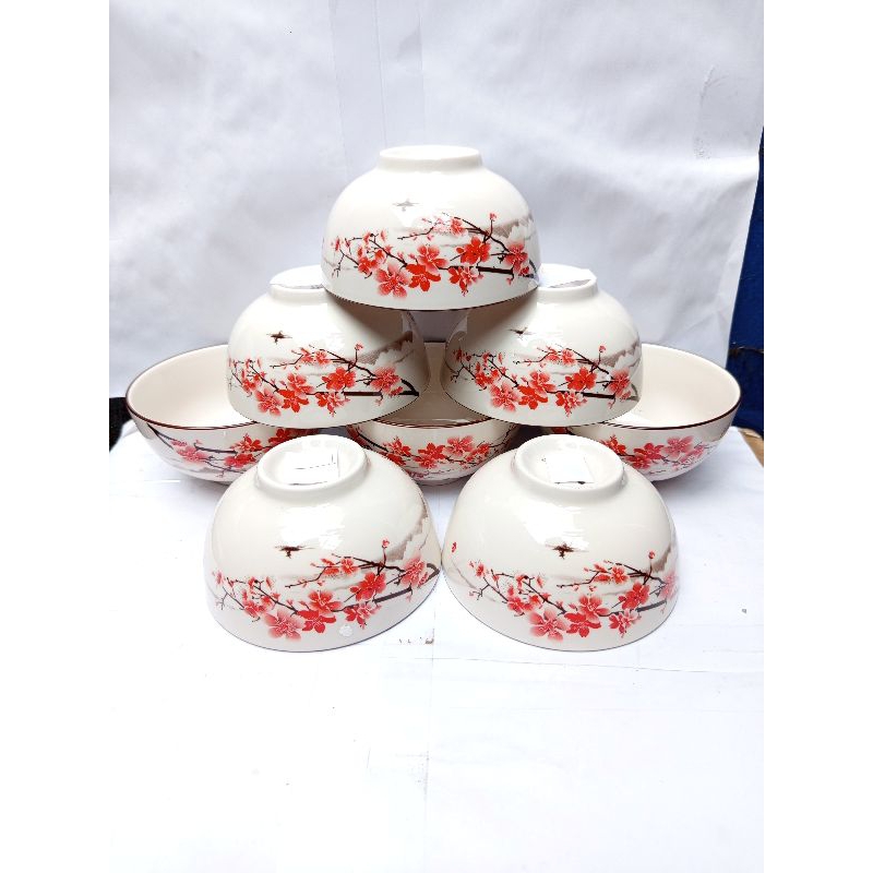 combo 2 chén, 5 chén, 10 chén sứ hoa đào 11.3cm A23, GL125