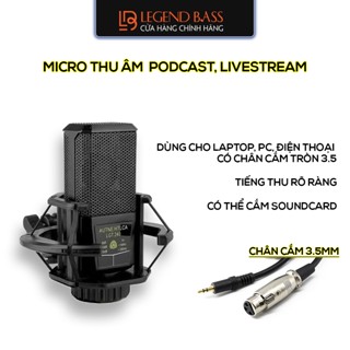 Micro Thu Âm Chất Lượng Cao AUTNE LGT 240 Mic Livestream Thu Âm Podcast Hạn Chế Tiếng Ồn Có Chân Cắm Soundcard