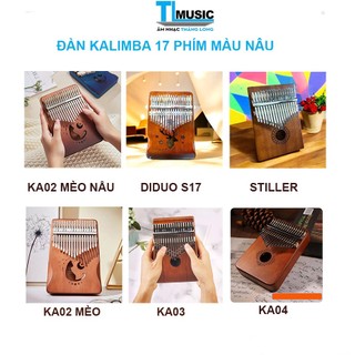  Đàn Kalimba 17 Phím Màu Nâu Cầm Không Đau Tay Tặng Full Pk-Túi đựng Búa Sách Khăn Dán Phím,bọc ngón tay silicone 