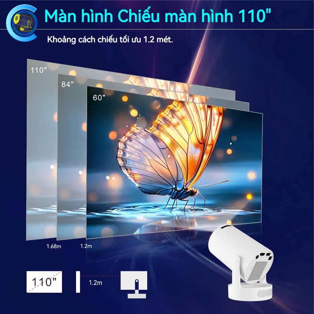 Máy chiếu mini HY300Ultra Android11 Full HD 1080P 4K xem phim Bluetooth Kết nối điện thoại Laptop PC tích hợp sẳn loa | BigBuy360 - bigbuy360.vn