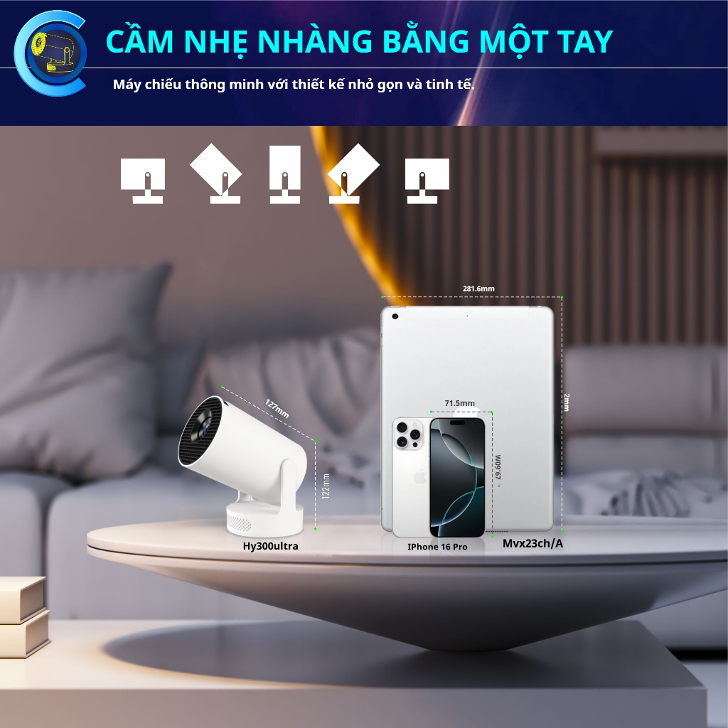 Máy chiếu mini HY300Ultra Android11 Full HD 1080P 4K xem phim Bluetooth Kết nối điện thoại Laptop PC tích hợp sẳn loa | BigBuy360 - bigbuy360.vn