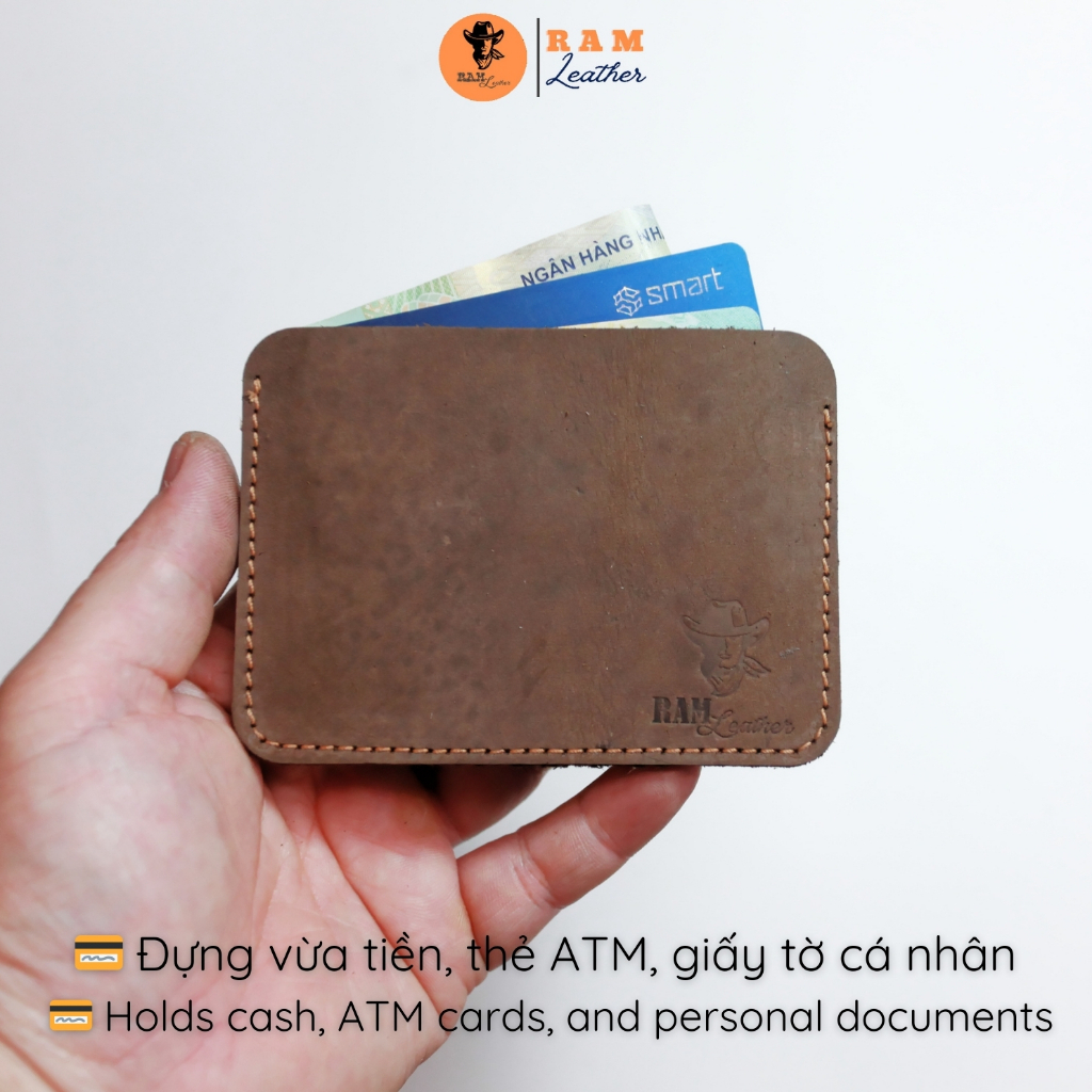 VÍ Mini CARD ATM RAM LEATHER – da bò, NHỎ GỌN, TIỆN LỢI ĐỰNG ATM, GIẤY TỜ, TIỀN