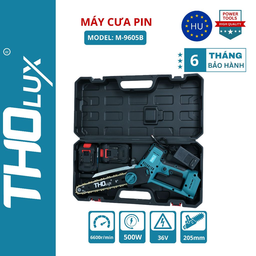 Máy Cưa Xích Dùng Pin Tholux M-9605B-500W- Động cơ Không Chổi Than
