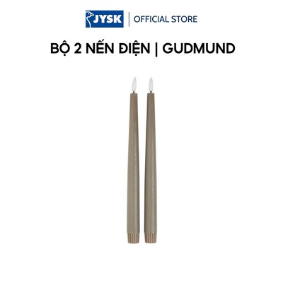 Bộ 2 nến điện | JYSK GUDMUND | sáp/nhựa PE | xám đậm | C29cm