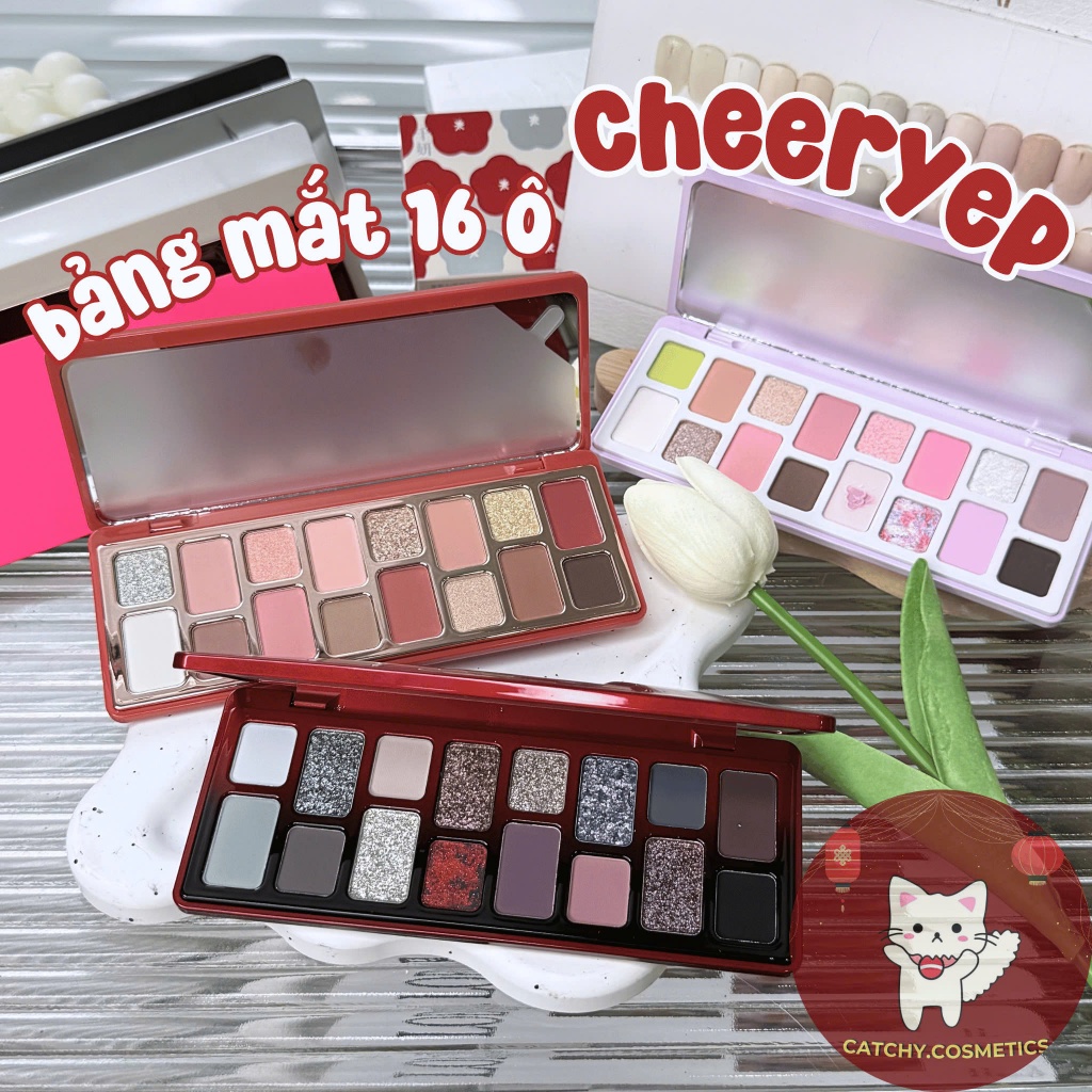 [QianYan] Bảng Phấn Mắt QianYan Cheeryep 16 Ô, Tone Màu Đa Dạng, Nhũ Lì, 13g