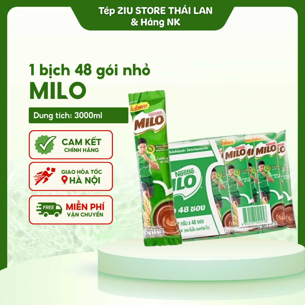 1 bịch 48 gói nhỏ MILO bột THÁI LAN - sữa milo hoà tan date xa hàng chuẩn