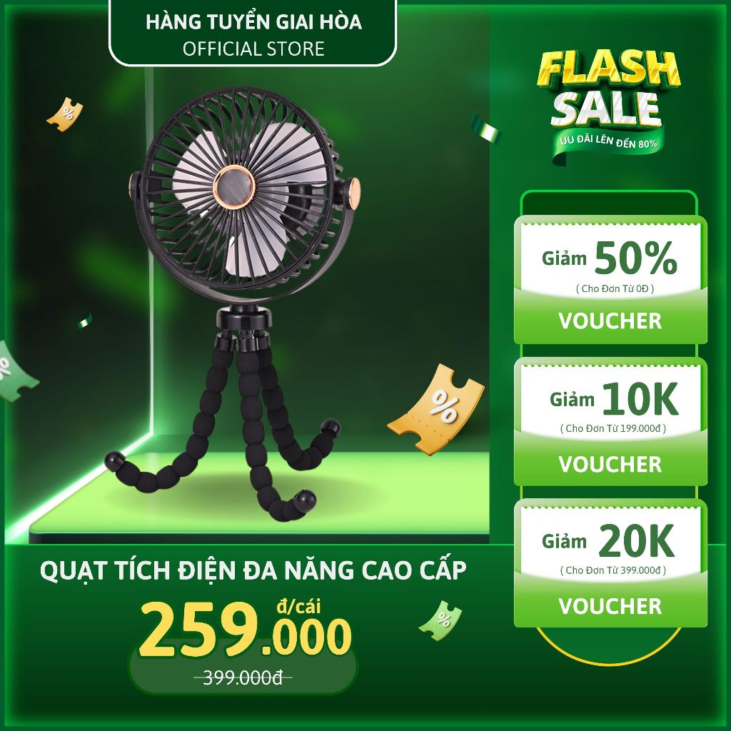 Quạt Tích Điện Pin Khỏe Đa Năng Bảo Hành 12 Tháng Có Đèn Led Tích Hợp Sạc Điện Thoại Và Kê Điện Thoại- A2
