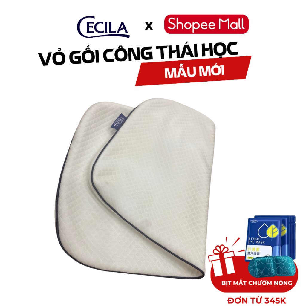 Vỏ gối công thái học CECILA Gối Nệm Y Tế mấu mới, chất liệu cotton cao cấp thoáng khí