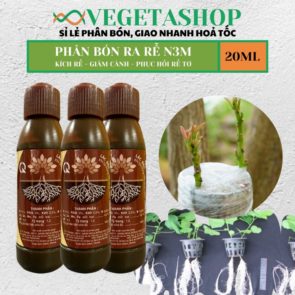 THUỐC KÍCH RA RỄ CỰC MẠNH N3M 20ml - VEGETASHOP- Phân Bón Kích Rễ, Ra Rễ Cực Mạnh