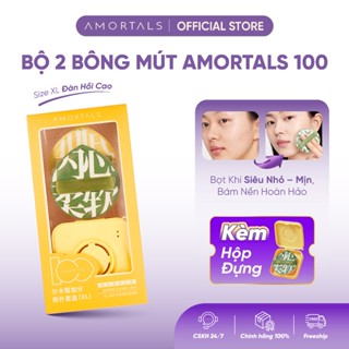 Bông Mút Trang Điểm AMORTALS 100 - Dễ Tán, Mềm Mại Đàn Hồi Cao, Không Hút Nền Tặng Kèm Hộp Đựng