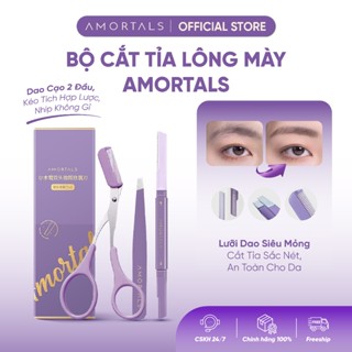  Bộ Dụng Cụ Tỉa Lông Mày 3 Món Amortals Tiện Dụng Dao Cạo Hai Đầu Kéo Nhíp Không Gỉ 