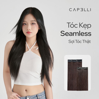  Clear Stock  1 Dải Phím Lẻ  Tóc Kẹp Phím CAPELLI Sợi Tóc Thật Công Nghệ Seamless 40-50-60cm 