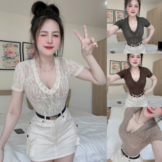 Áo Thun Nữ Cổ Tim Tay Ngắn Chất Mỏng Tôn Dáng, Form Ôm Body Gợi Cảm, Phong Cách Hàn Quốc Sexy LYNH ZENA S72