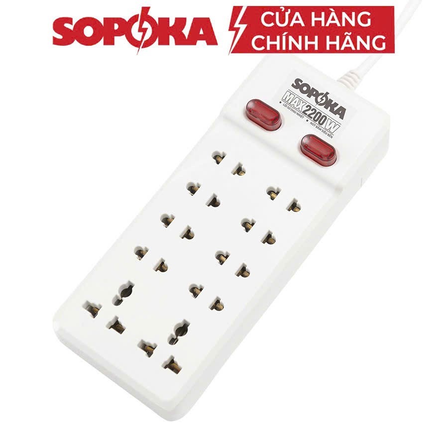 Ổ cắm điện 10 ổ SOPOKA - ổ cắm điện nhiều cổng nối dài có công tắc công suất cao 2200w