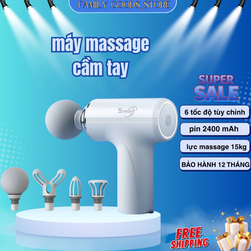 Máy massage cầm tay mini cao cấp có cảm biến Zidan chính hãng mát xa gun bộ máy giãn cơ đấm lưng nhỏ gọn  6 chế độ