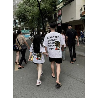 TEE DINO trắng, đen - ÁO THUN khủng long CHUỘT TRẮNG