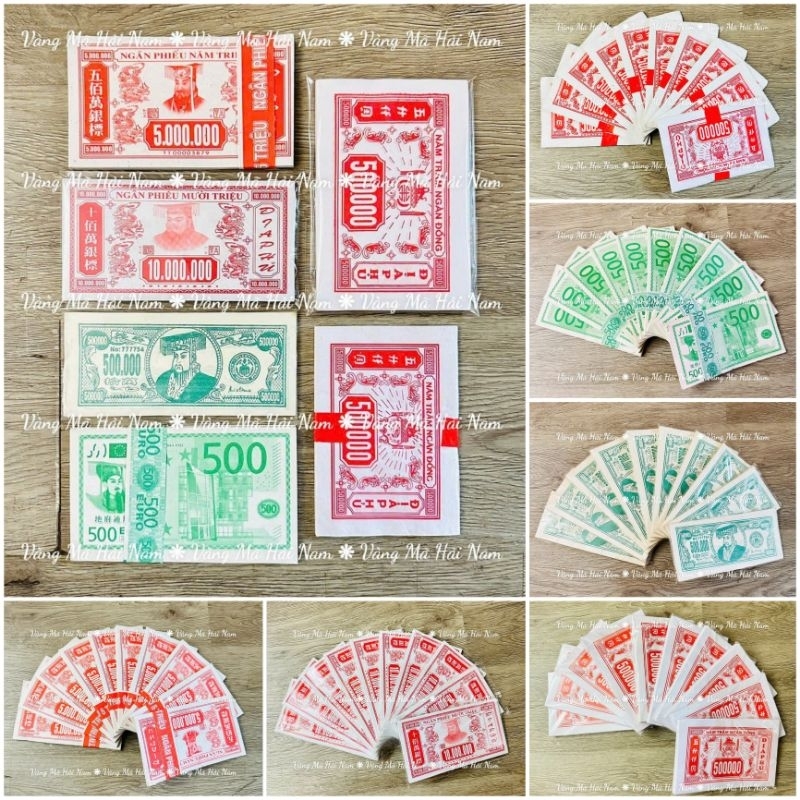 Tiền Âm Phủ Các Loại: 500.000 VNĐ / Ngân Phiếu 5 Triệu / Ngân Phiếu 10 Triệu / 500 Euro