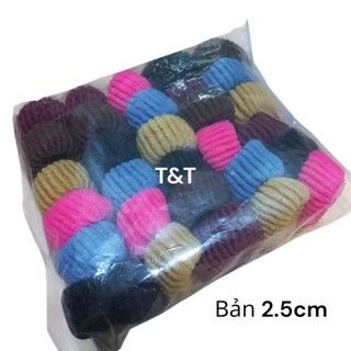 Túi 30 dây cột tóc sọc (bản 2-2.5cm)