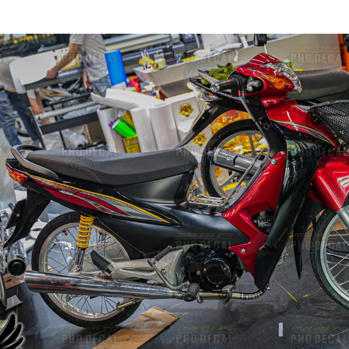 Tem rời Crom siêu sáng cho Wave alpha 100 - mẫu WAVE I đỏ candy