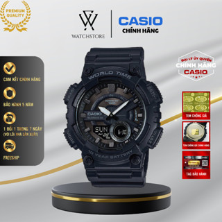 Đồng Hồ Điện Tử Casio Nam AEQ-110W-1BVDF Màu Đen Mặt Kính Nhựa 48.2mm Chống Nước Dây Nhựa Chính Hãng