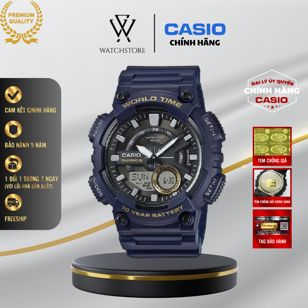 Đồng Hồ Điện Tử Nam Casio WATCHSTORE AEQ-110W-2AVDF Thiết Kế Mặt Kính Nhựa Và Vỏ Nhựa Chắc Chắn, Màu