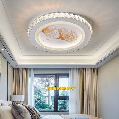 Đèn ốp trần MONSKY LOMED 50cm pha lê nghệ thuật độc đáo, tinh tế  3 chế độ ánh sáng hiện đại (6377)