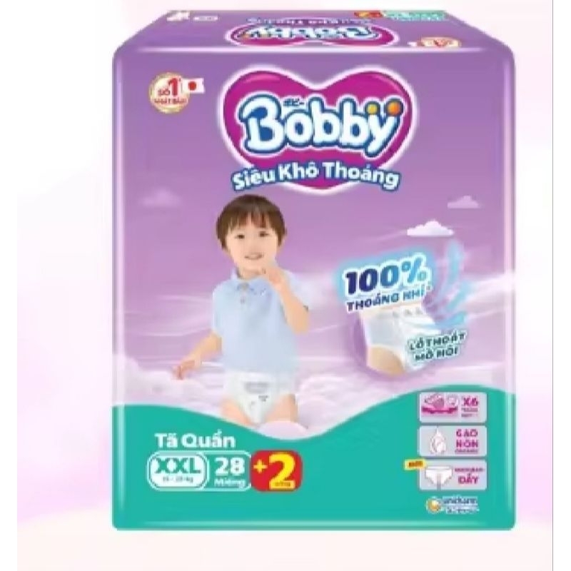 (Tặng 2miếng) Tã quần Bobby size XXL 28 miếng (cho bé 15 - 25kg)
