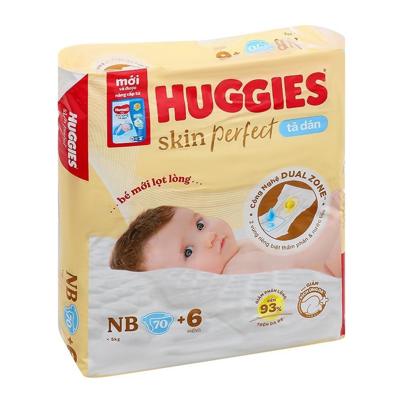 Tã dán sơ sinh Huggies size NB 70miếng (Tặng kèm 6 miếng )