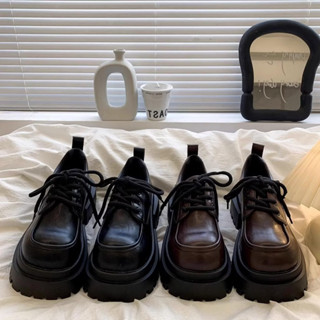 [Hoả tốc giày Oxford] Giày oxford nữ MĐG mũi vuông da pu bóng mềm mịn cao 5cm hack chân thon gọn phối đồ xinh nữ