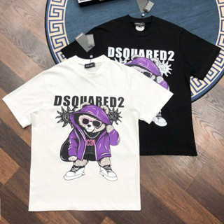 Áo phông nam nữ Premium Cotton PB in hoạ tiết chữ hình chú gấu ICON khoác áo tím dày dặn boy phố