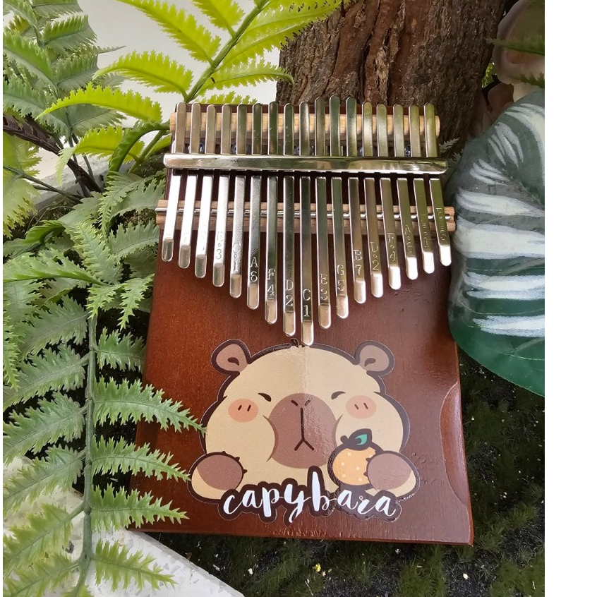 Đàn kalimba 17 phím gỗ nguyên khối Mahagony GEICKO000039 IN HÌNH CAPYBARA CHUỘT LANG