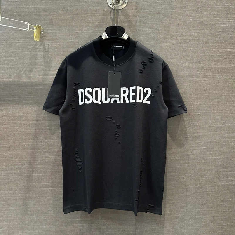  Áo phông nam nữ D2 cotton wash rách lót hai lớp in chữ ngang ngực boy phố AP626P 