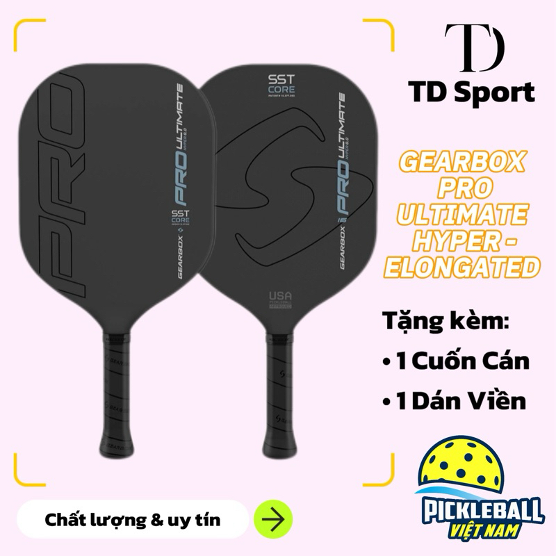 Vợt Pickleball chính hãng Gearbox Pro Ultimate Hyper - Elongated 16 mm Siêu tấn công