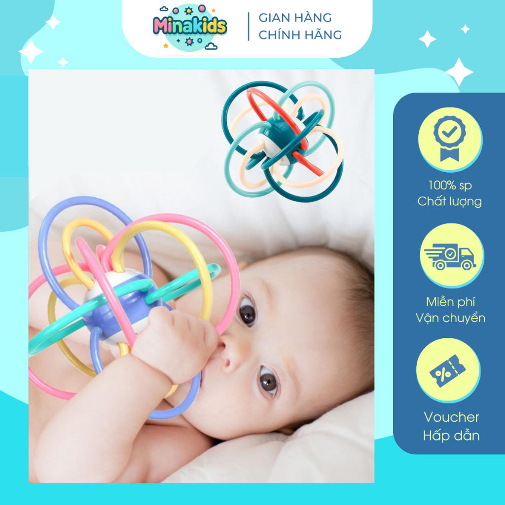 Bóng Vòng Gặm Nướu Đồ Chơi Vận Động Tinh Làm Dịu Nướu An Toàn Cho Bé Tập Cầm Nắm GN02