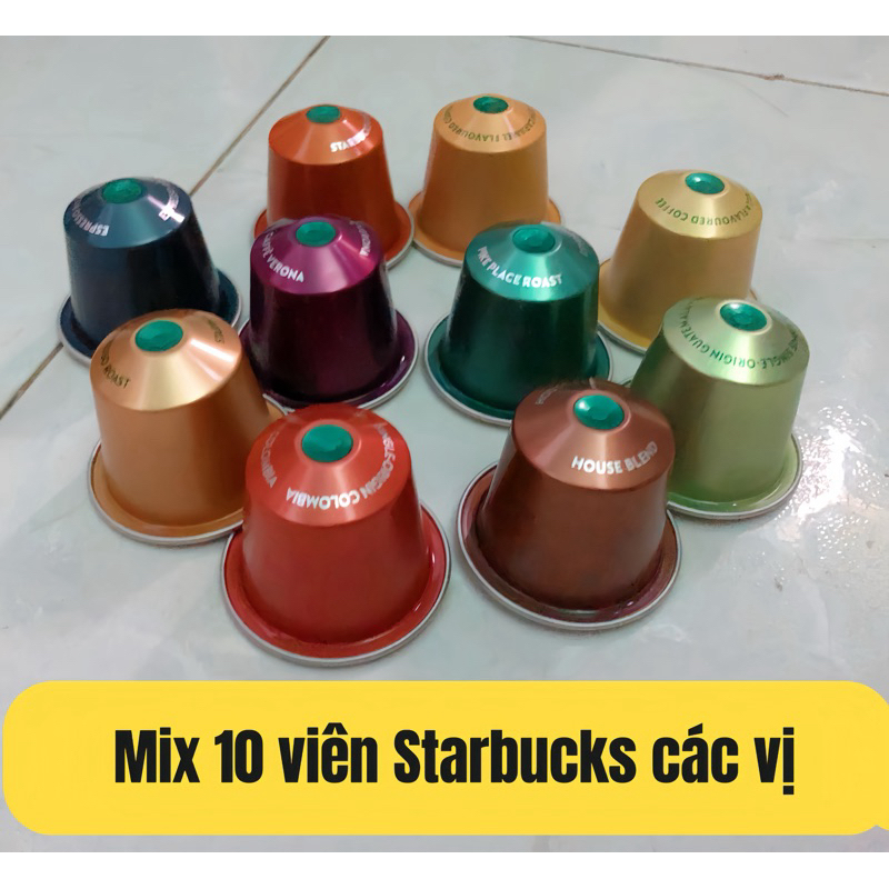 Combo mix 5-10 capsule cà phê viên nén Nespresso Starbucks/ Nescafe các loại ( Dùng cho máy Nespress