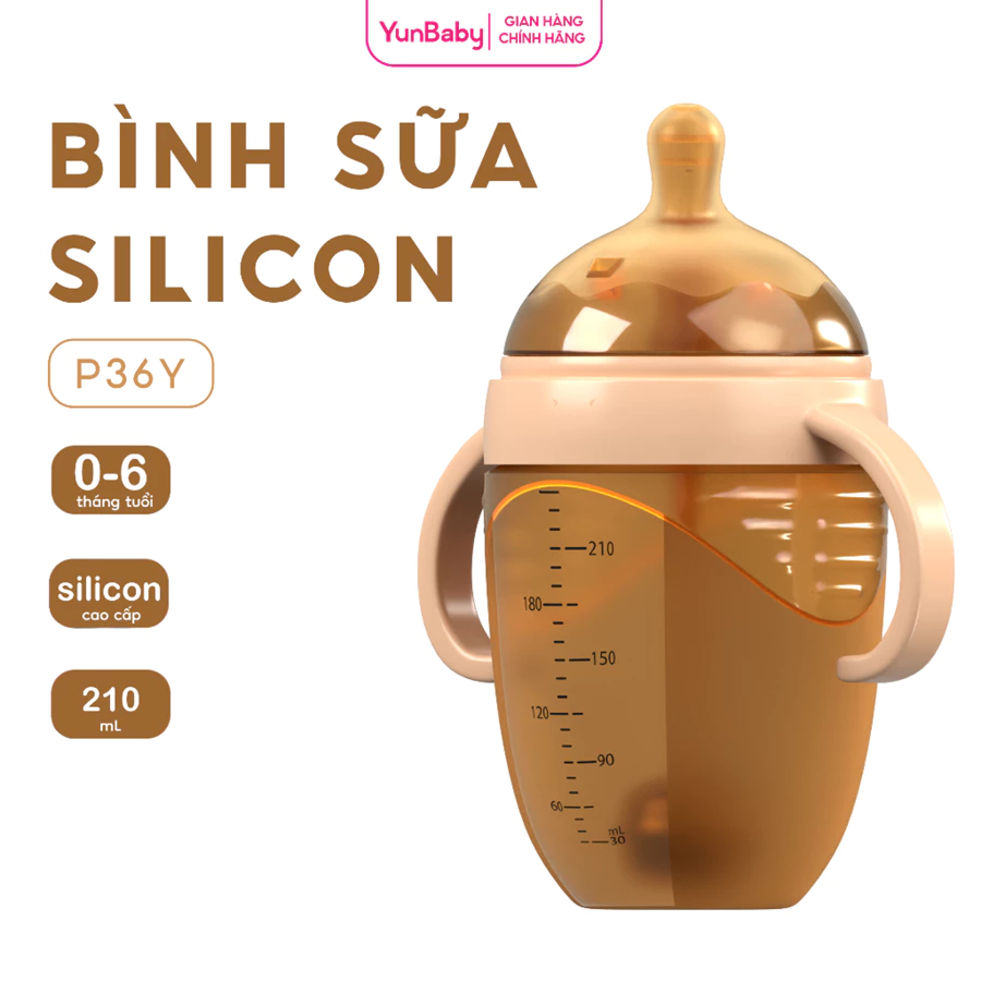 Bình sữa cho bé Yunbaby BÌNH NHỰA 210ML Bình sữa em bé chống đầy hơi PPSU Silicon Bình hút sữa cho b