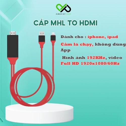 Cáp Chuyển Tín Hiệu Lightning To HDMI - Kết Nối iPhone/iPad với TV, Máy Chiếu - Hình Ảnh, Âm Thanh S