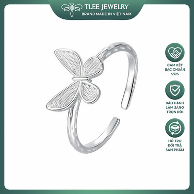 Nhẫn bạc nữ TLEE hồ điệp vân sáng trắng thân hình vỏ cây freesize TLEE JEWELRY A0375
