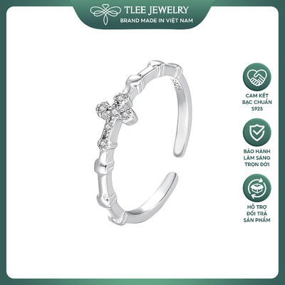 Nhẫn bạc nữ TLEE  thánh giá đính đá tùy chỉnh size TLEE JEWELRY A0376