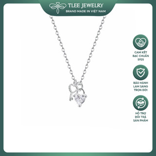 Dây chuyền bạc nữ TLEE, vòng cổ chìa khóa trái tim đá trắng tinh khôi TLEE JEWELRY D0346