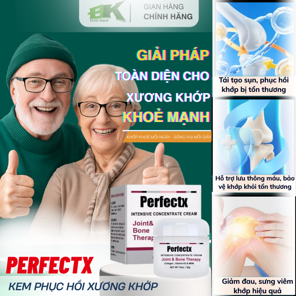 Kem Xoa Bóp Xương Khớp PERFECTX 30g – Hỗ Trợ Giảm Đau Nhức Cơ Khớp, Vai Gáy, Loại Bỏ Viêm Khớp, Phục Hồi Sụn  | BK INNO