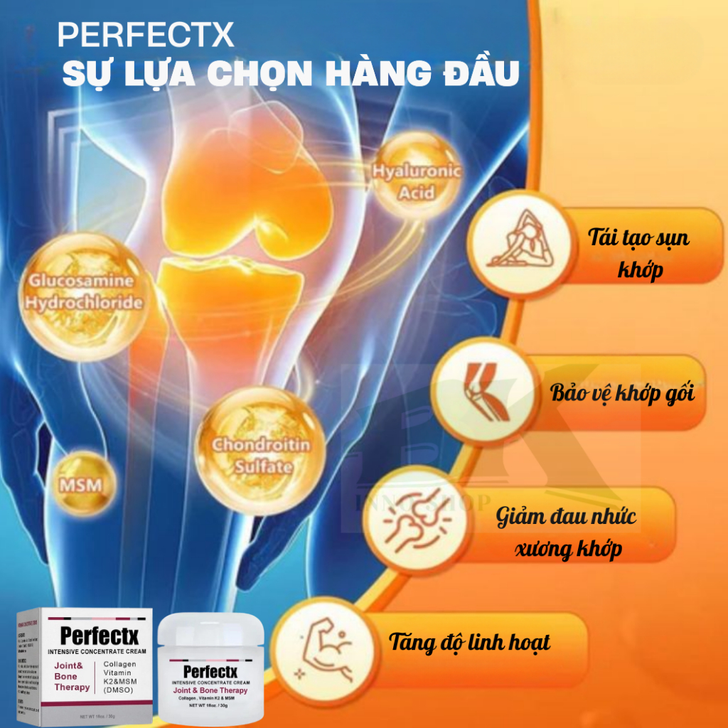 Kem Xoa Bóp Xương Khớp PERFECTX 30g – Hỗ Trợ Giảm Đau Nhức Cơ Khớp, Vai Gáy, Loại Bỏ Viêm Khớp, Phục Hồi Sụn  | BK INNO