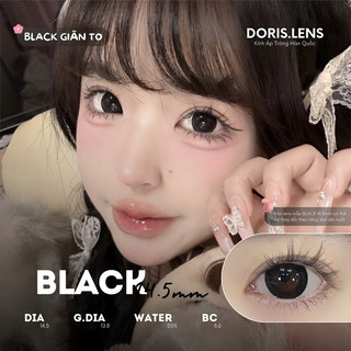  Kính Áp Tròng DORIS.LENS - BLACK ĐEN Giãn To 14.5mm Lens Mắt Đen Tự Nhiên 0 Đến 10 Độ Lệch Độ 