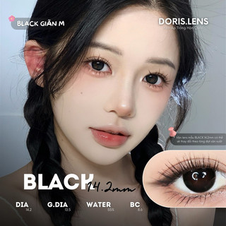  Kính Áp Tròng DORIS.LENS - BLACK ĐEN Giãn Vừa 14.2mm Lens Mắt Đen Tự Nhiên 0 Đến 10 Độ Lệch Độ 
