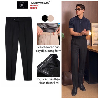  Quần Âu Nam Cạp Cao Basic 2 Ly Ống Đứng Chống Nhăn Giữ Ly Che Khuyết Điểm HAPPYORSAD   Basic Linen Trouser HOS   