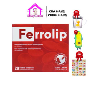 Sắt sinh học Ferrolip hộp 20 gói dạng bột vị chanh nhập khẩu Ý - dành cho mẹ bầu và người thiếu máu thiếu sắt