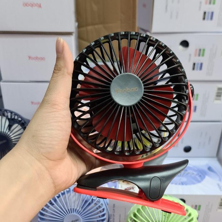 Quạt kẹp cầm tay mini tích điện Yoobao, quạt để bàn xinh xắn