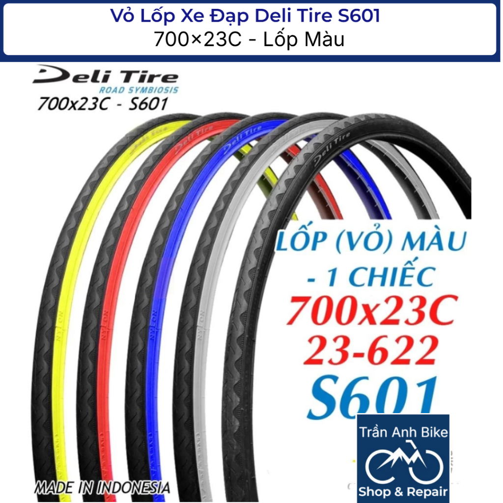 Vỏ Lốp Xe Đạp Deli Tire S601 700x23C - Lốp Màu 1 Cái