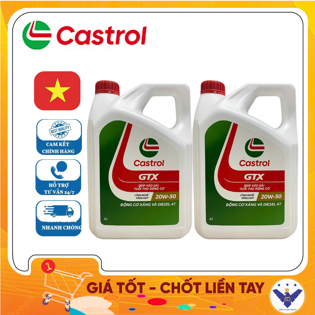 2 Dầu nhớt ô tô Castrol GTX 20W-50 can 4 lít